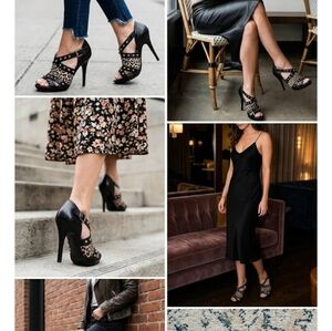 MICHAEL Michael Kors Black Leopard-Accent Studded Heel Sandal